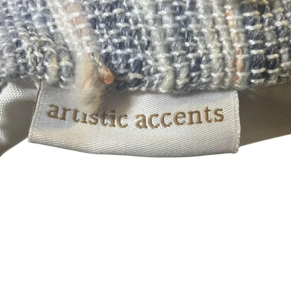 Artistic Accents Blue Cream Striped Woven Tassel Throw Pillow 18x18 Boho Decor‎